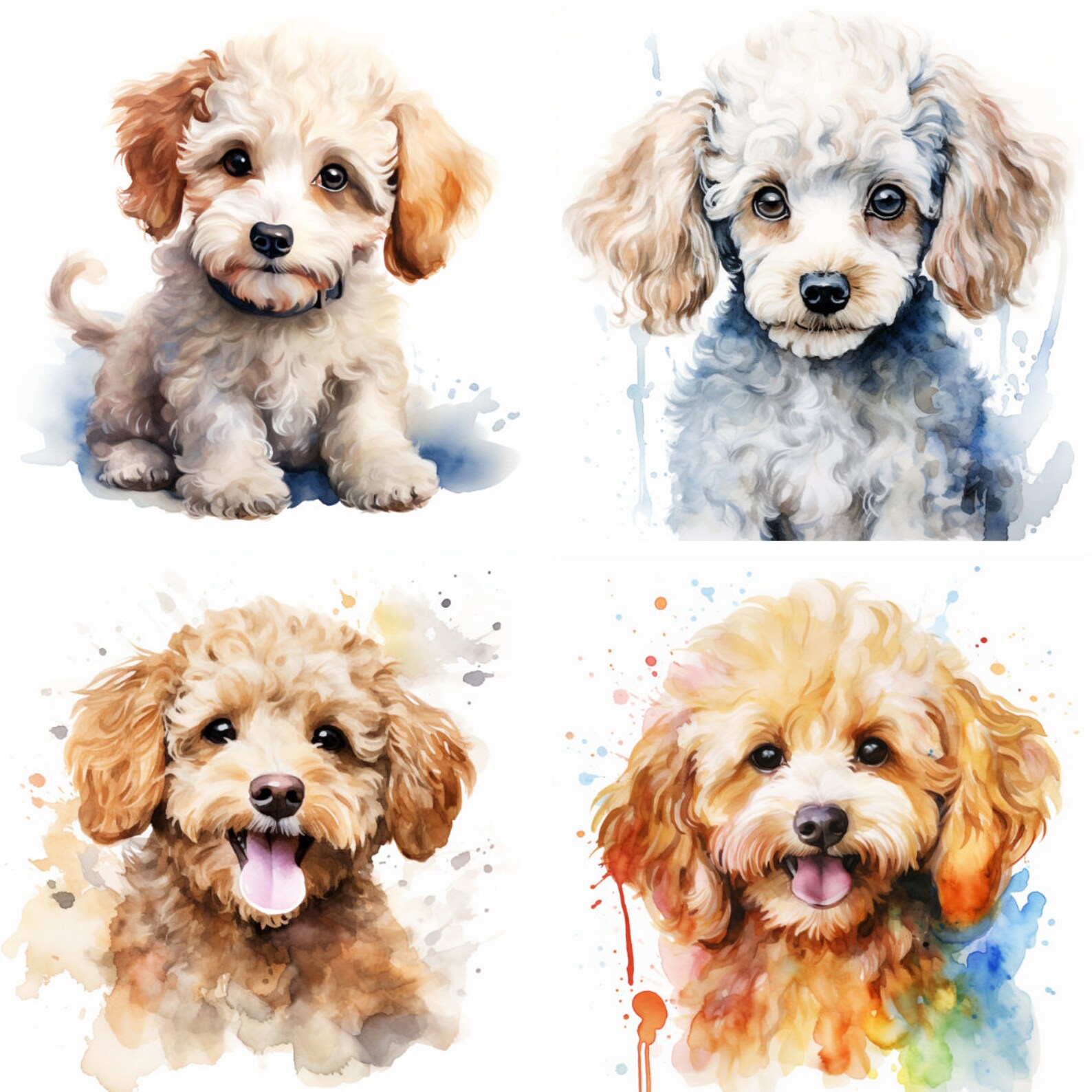 20 Poodle Dog and Puppy Watercolor Clipart PNG Images, Poodle Puppy ...