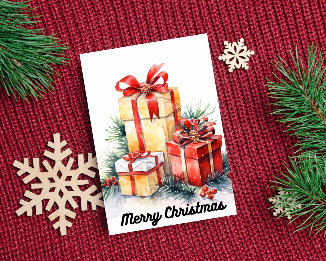 50 Watercolor Christmas Gifts Clipart PNG Images, Xmas, Gift Boxes