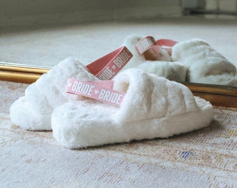 White Bride Fur Slippers