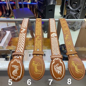 thumbnail image 2 of SOUTHERN IMPORTS Cinto Charro Bordado Mens Western Belt – Natural Leather 2" Wide 2 of 4