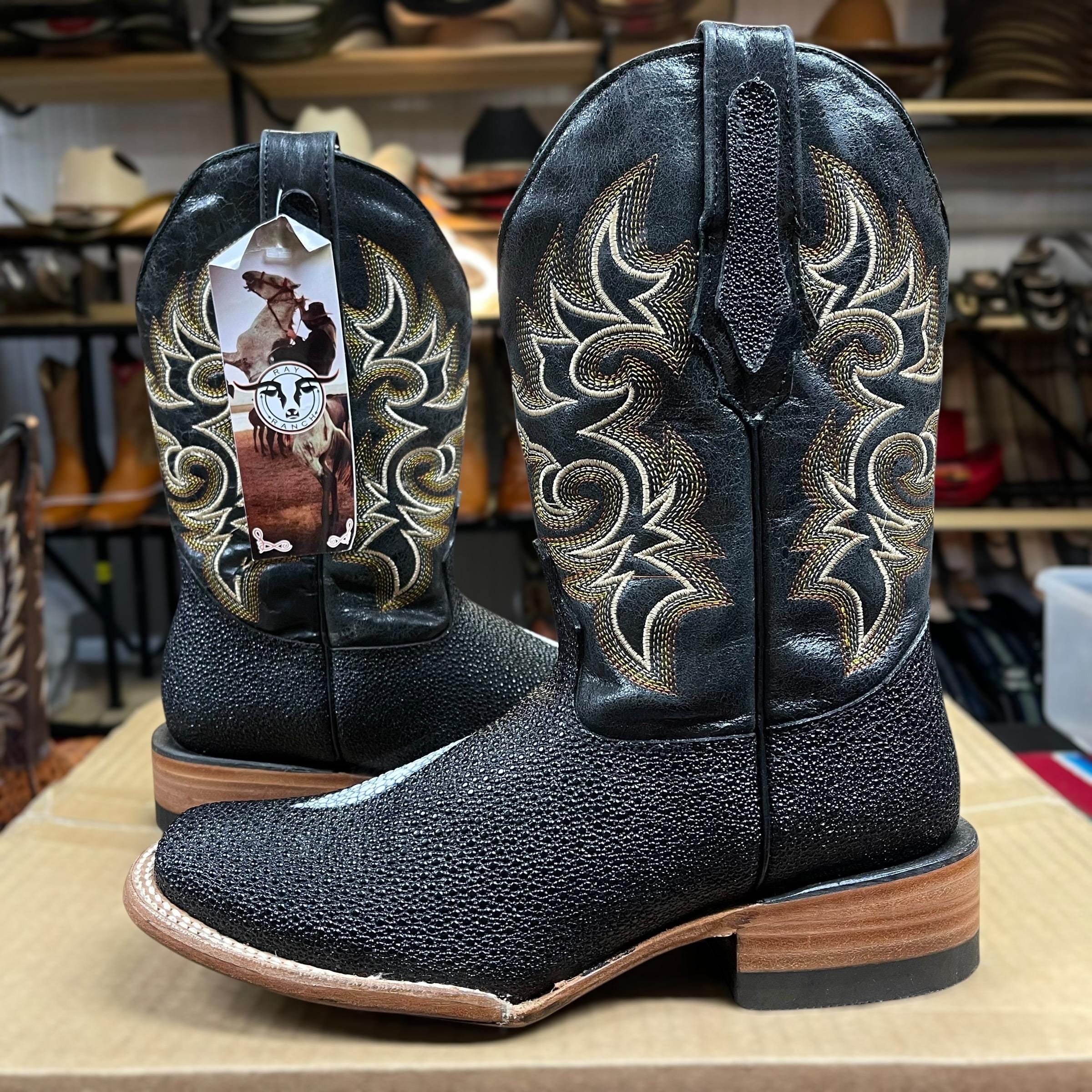 Men’s Stingray Fish Skin Boots. Men’s Western Cowboy Boots. Black ...
