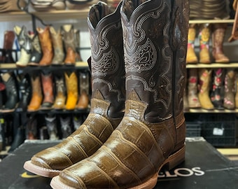 Men’s Crocodile Skin Boots. Men’s Western Cowboy Boots. Brown Leather Boots for Men. Square Toe Rodeo Boots. Botas De Piel Cocodrilo Vaquero