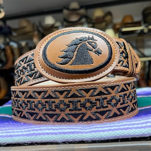 Mexican Embroidered Belts. 1.5 Inch Genuine leather Belts. Men’s Western Cowboy Belt. Cinto Charro Bordado. Cinto Puteado Vaquero De Hombre.