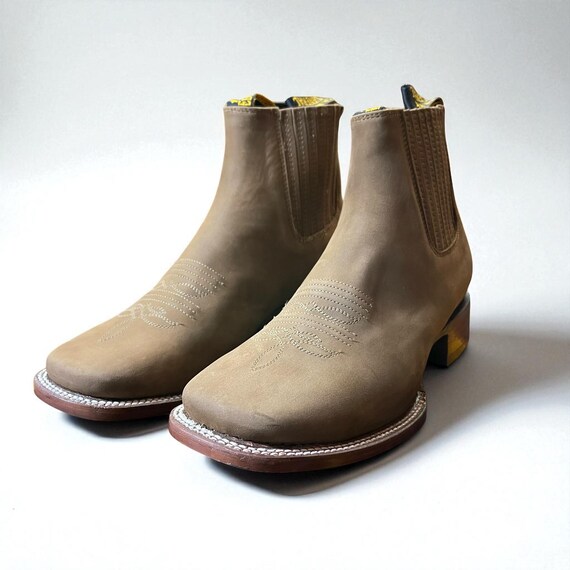 La Sierra Men's Leather Western Rodeo Cowboy Boots - Square Toe, Embroidered, Handmade In Mexico