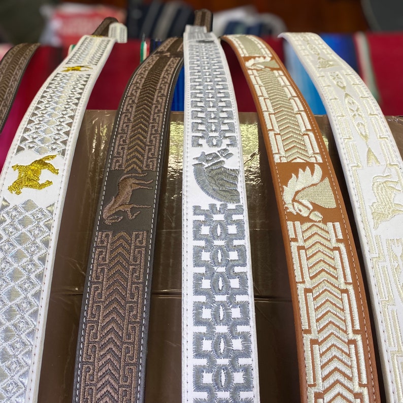 Mexican Embroidered Belts. Men’s Cowboy Western Belt. Genuine Leather ...