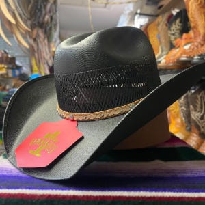 Classic Black Cowboy Hat. Ventilated Outdoor Western Hat. Black Straw Hat for Men. Country Rodeo Hat. Horse Riding Western Hat. Sombrero Hat