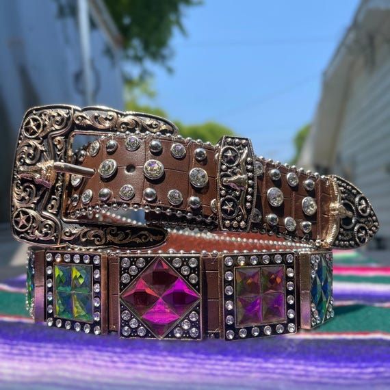 Rhinestone Belt Shiny Designer Belt White Designer Belts Bb Simon