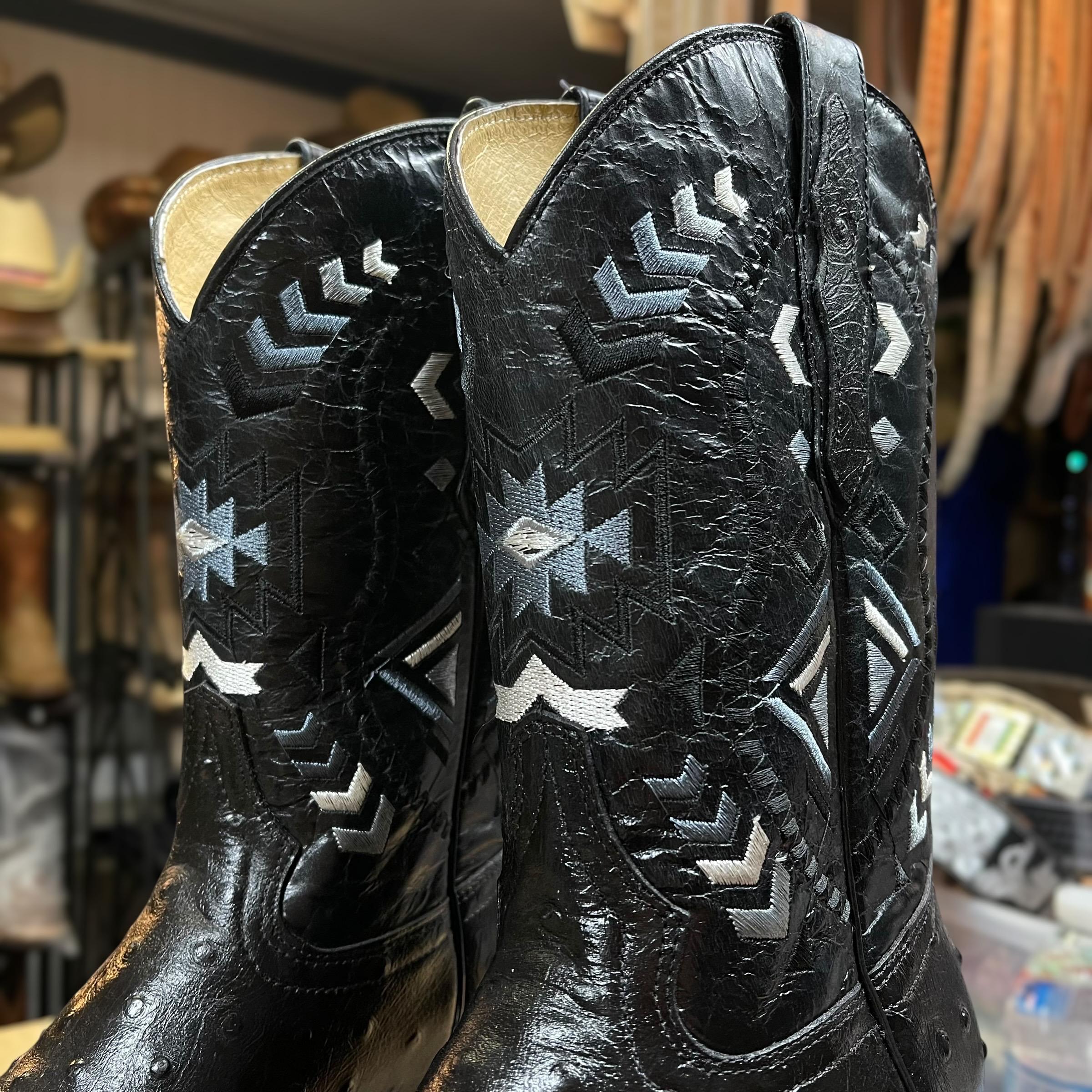 Men’s Ostrich Skin Cowboy Boots. Men’s Western Cowboy Boots. Black ...