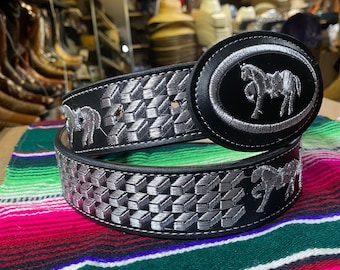 Platinum Embroidered Belt. Cowboy Western Belt. Genuine  display picture 2