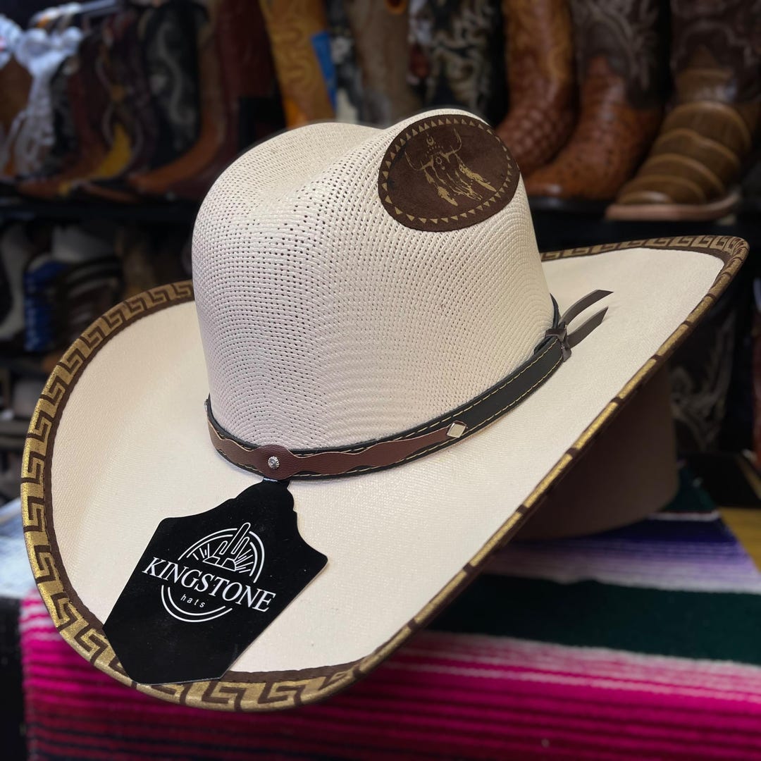 Men’s Bull Rider Cowboy Hat. White Straw Western Hat. Rodeo Ranch Style ...
