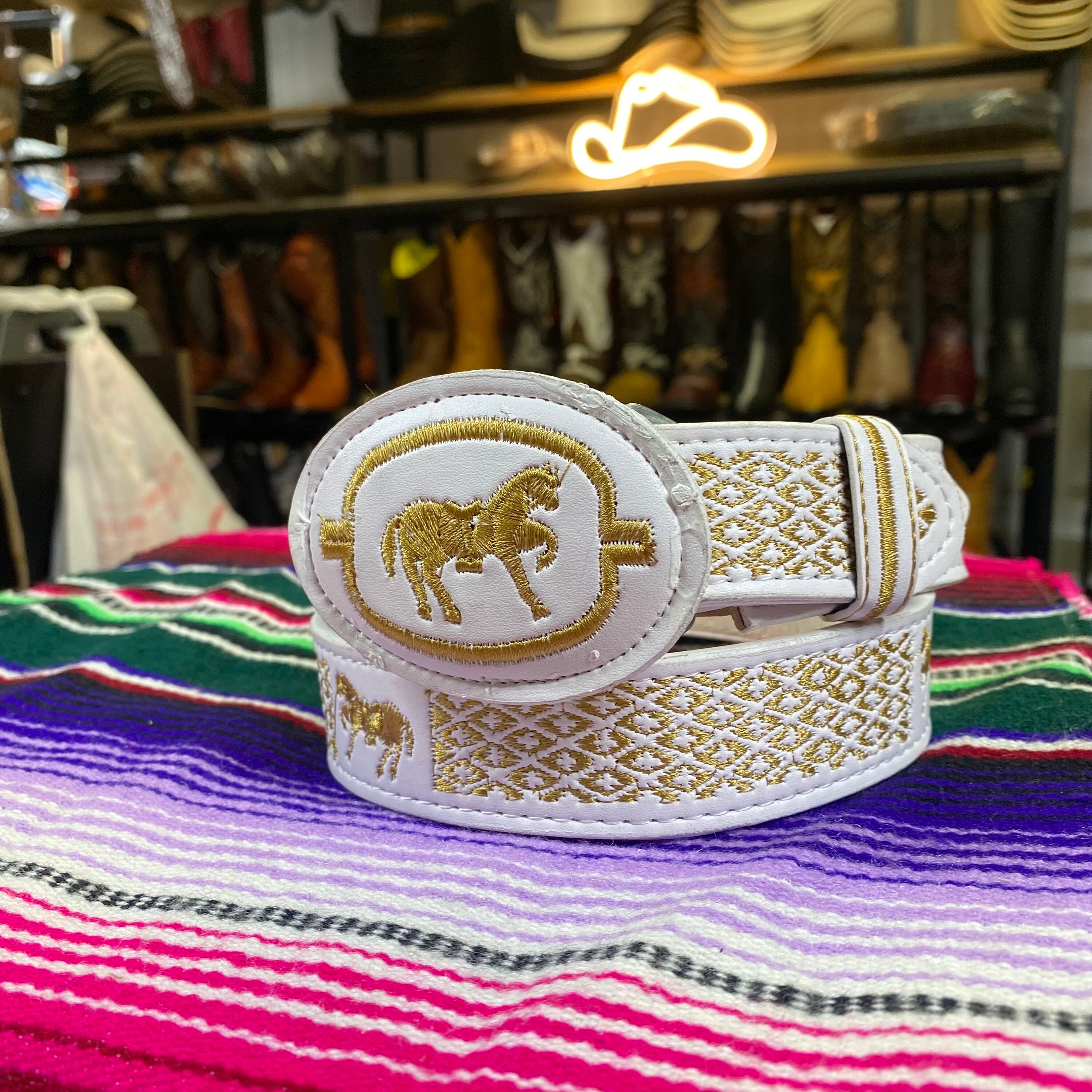 Kid's Embossed Western Leather Belt main image 1