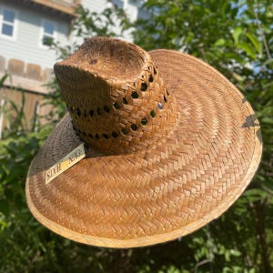 5 1/2 Inch Brown Straw Hat. Wide Brim Straw Hat. Outdoor Ventilated Hat for Men. Summer Sun Hat. UV Protection Sun Hat. Sombrero De Palma.