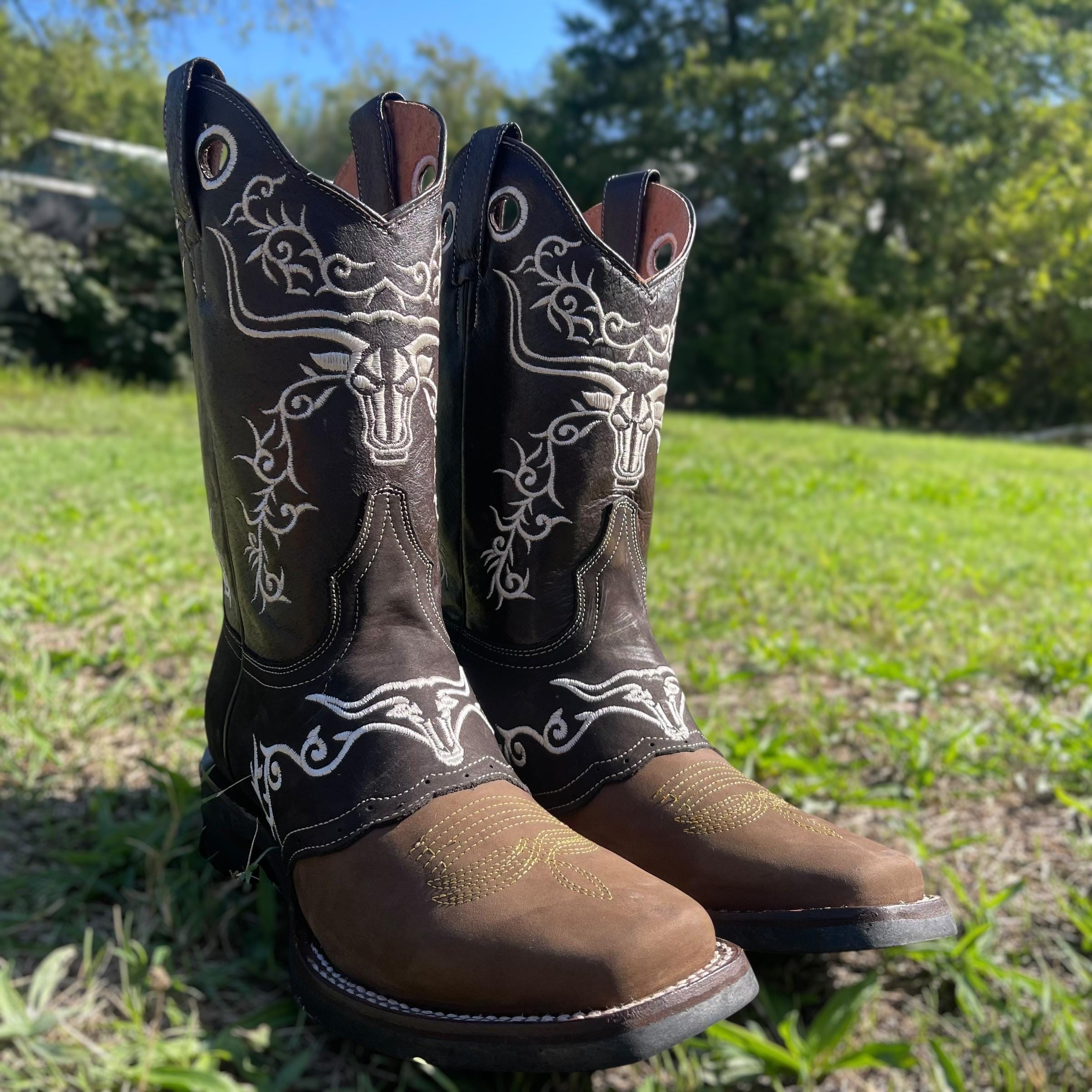 Cuero Handcrafted Black Leather Boots Western Rodeo‎ Cowboy Size 10 D  # C-940 Black Square Toe Leather Sole Botin Rodeo — Rodeo Durango  main image 3