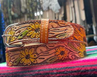 Eagle leather belt, handcrafted in Mexico, genuine 100