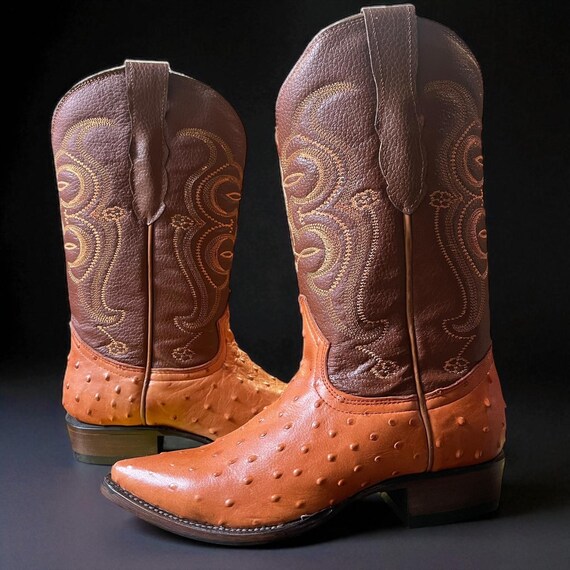 Ostrich Leather Skin Cowboy Boots. Men display picture 1