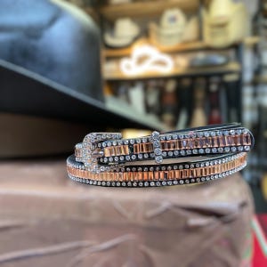 Rhinestone Cowboy Hat Band. Brown Universal Hat Band. Western Hat band for Hats. Leather Hat band. Toquila Para Sombrero Café.