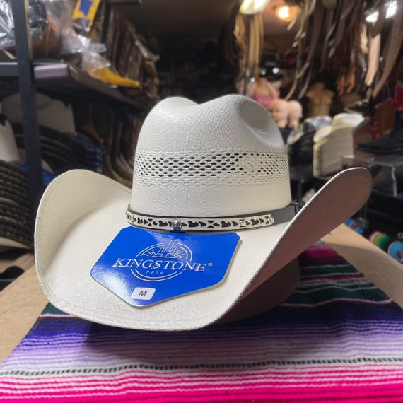 White Cowboy Western Hat. Men's Rodeo Ranch Style Hat. Canvas
