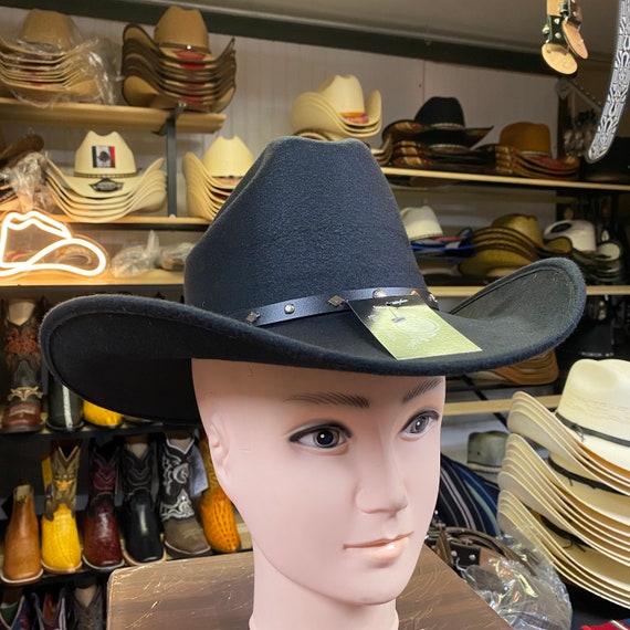 Black Felt Cowboy Hat. Men display picture 3