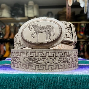 Mexican Embroidered Belt. Cowboy Western Belt. Genuine Leather Belt. 1.5 Inch Wide Belt. Cinto Vaquero De Hombre. Cinto Piteado Charro.