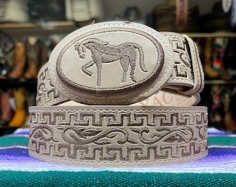 Embroidered Leather Belt. Men display picture 3
