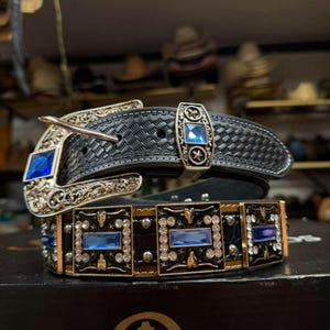Blue Cowboy Belt - Etsy display picture 1