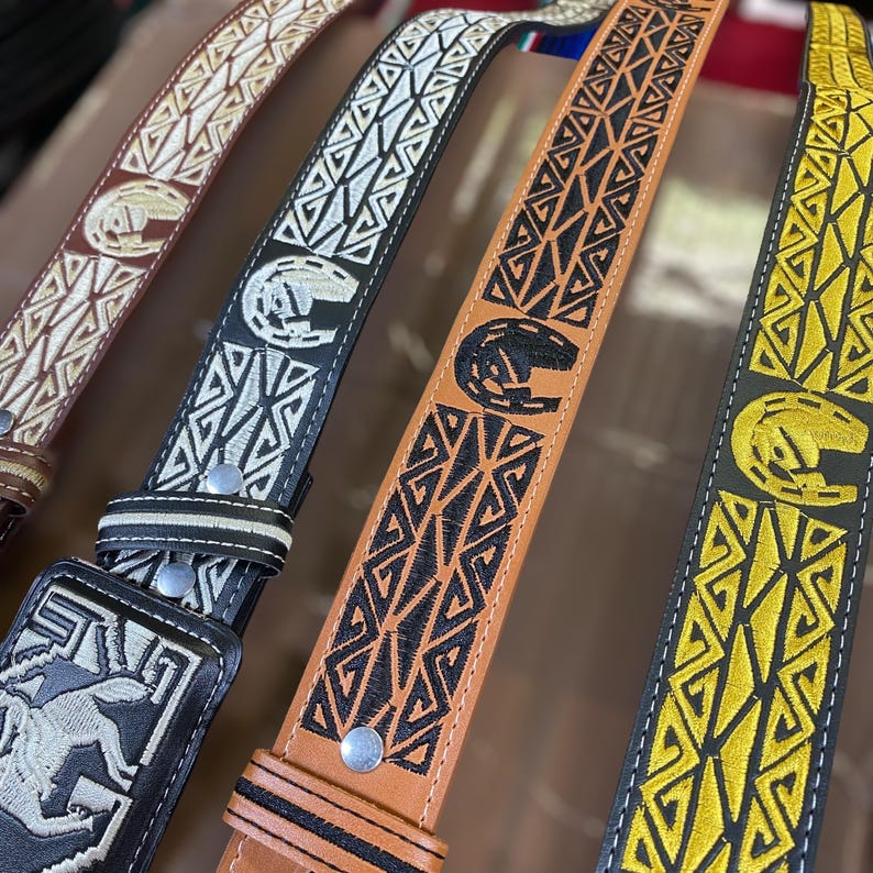 Mexican Belts for Men. Cowboy Embroidered Belt. Western Leather Belt. 1 ...