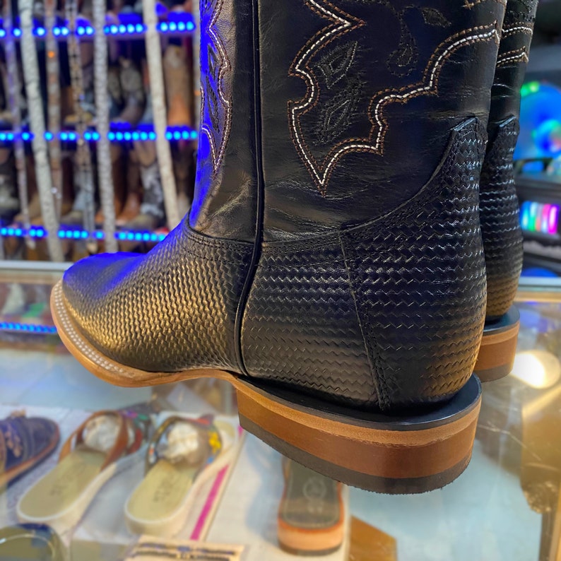 Mens Black Armadillo Cowboy Boots. Mens Square Toe Cowboy Boots. Mens