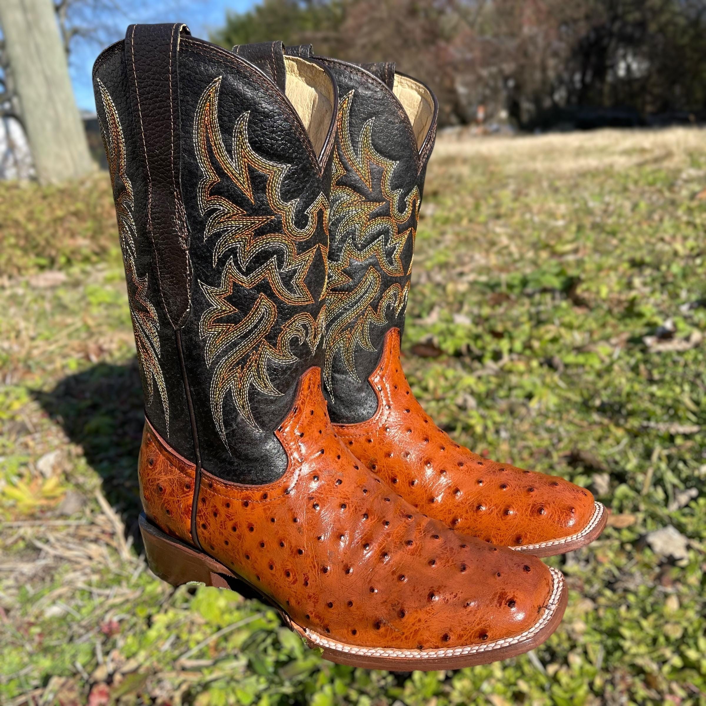 Pastizal Croc Ostrich Brown Leather Boots Mexico Mens Mexico Sz 7 / US S… Los Altos Casual Caiman & Ostrich Boots Brown main image 3