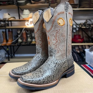 Men’s Elephant Skin Boots. Men’s Western Cowboy Boots. Gray Leather Cowboy Boots. Square Toe Western Boots. Botas Vaqueras De Piel Elefante.