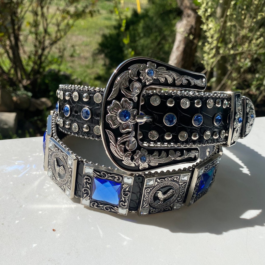 designer belts blue