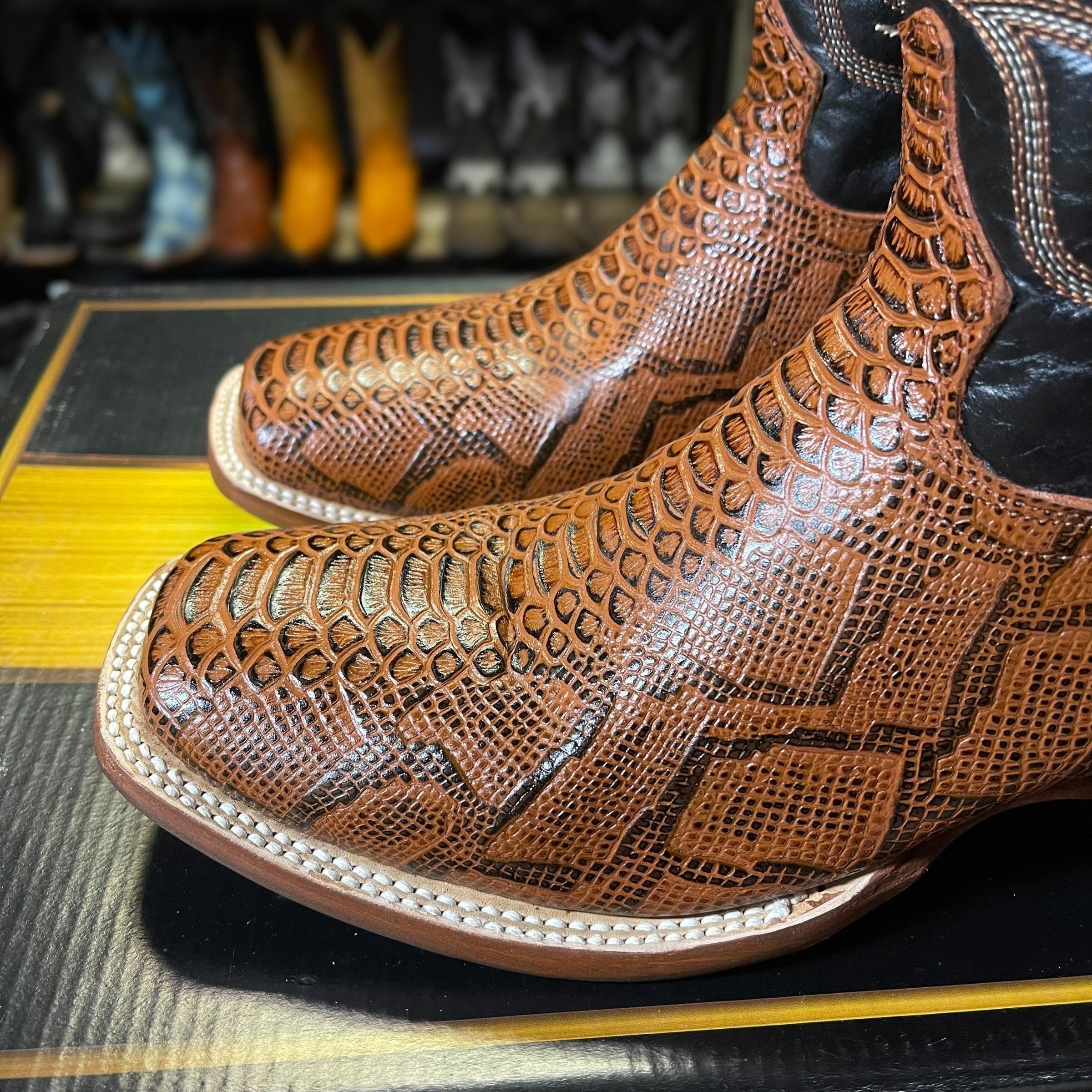Brown Python Snake Skin Boots. Men display picture 2