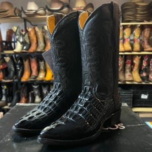 Alligator skin-laarzen voor heren. Cowboylaarzen met ronde neus. Westernlaarzen voor heren. Zwarte cowboylaarzen voor heren. Botas De Piel, kaaimanneger.