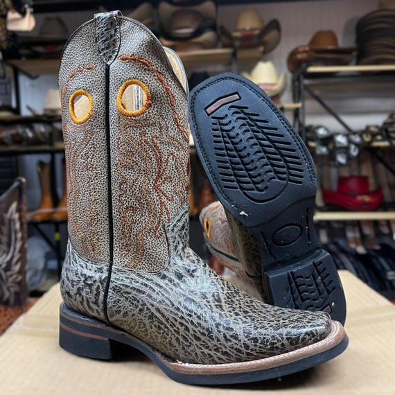 Bottes vintage Nocona taille 8,5 cowboy gris bout pointu imprimé