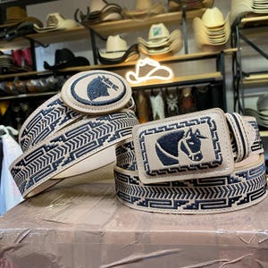 Horse Embroidered Belt for Cowboy & Cowgirl. Leather Western Accessories. Mexican Belt for Men. Cinto Piteado De Piel. Cinto Charro Bordado.