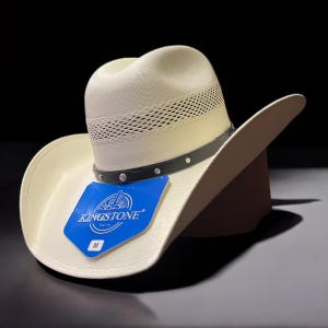 Men’s White Straw Cowboy Hat. Western Rodeo Hat for Men. Men’s Vaquero Cowboy Hat. Sombrero Vaquero De Hombre. Sombrero Blanco De Rodeo.