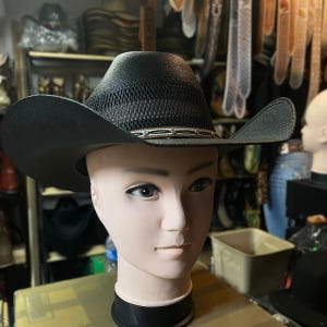 Black Cowboy Hat for Men. Wide Brim Western Hat. Straw Cowboy Hat. Western Wear For Men. Country Rodeo Hat. Sombrero Vaquero De Hombre.