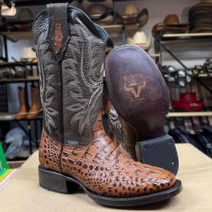 Men’s Alligator Skin Boots. Men’s Western Cowboy Boots. Brown Leather Boots for Men. Square Toe Cowboy Boots. Botas De Piel Caimán.
