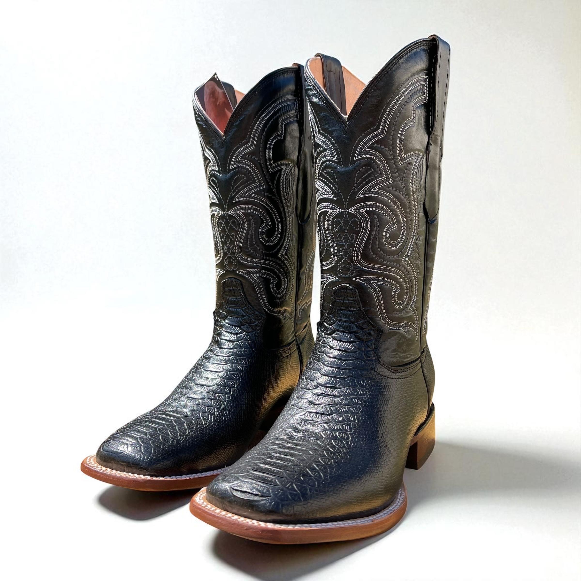 Black Python Snake Skin Boots. Men