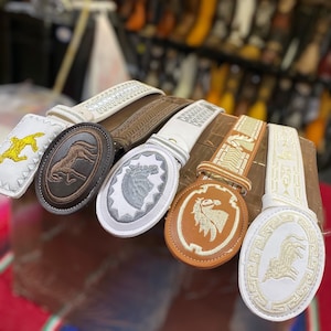 Mexicaanse geborduurde riemen. Cowboywesternriem voor heren. Echte leren riem. Riem van 1,5 inch breed. Cinto Vaquero De Hombre. Cinto Piel Piteado.