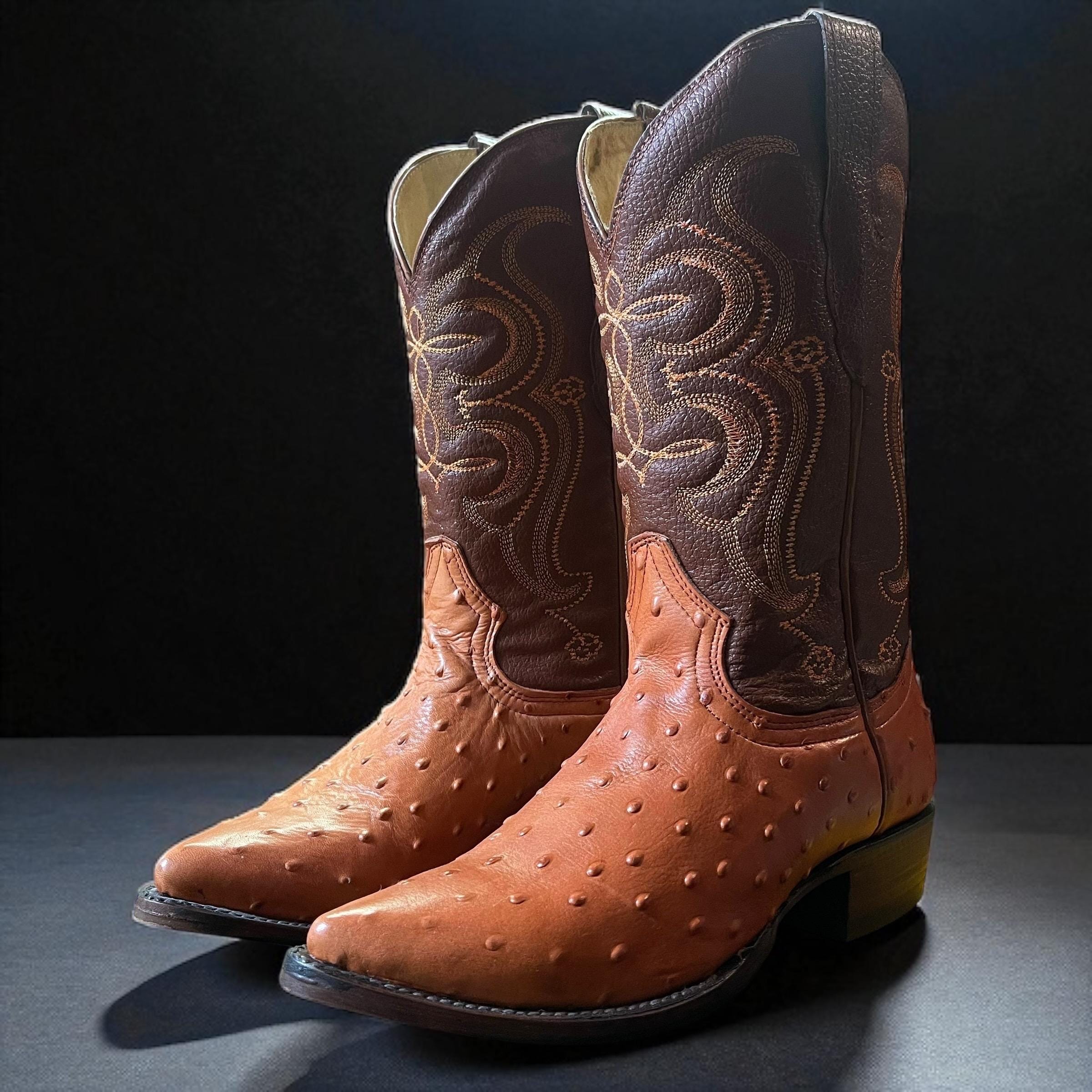 Rocky Mountain Ostrich Cowboy Boots Men’s 10 D Brown Leather Western USA Men main image 2