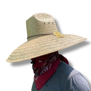 Wide Brim Straw Outdoor Hat. Fishing and Gardening Sun Hat. Men’s Hiking Hat. Large Meg Straw Hat. Sombrero De Palma Pa Sol.