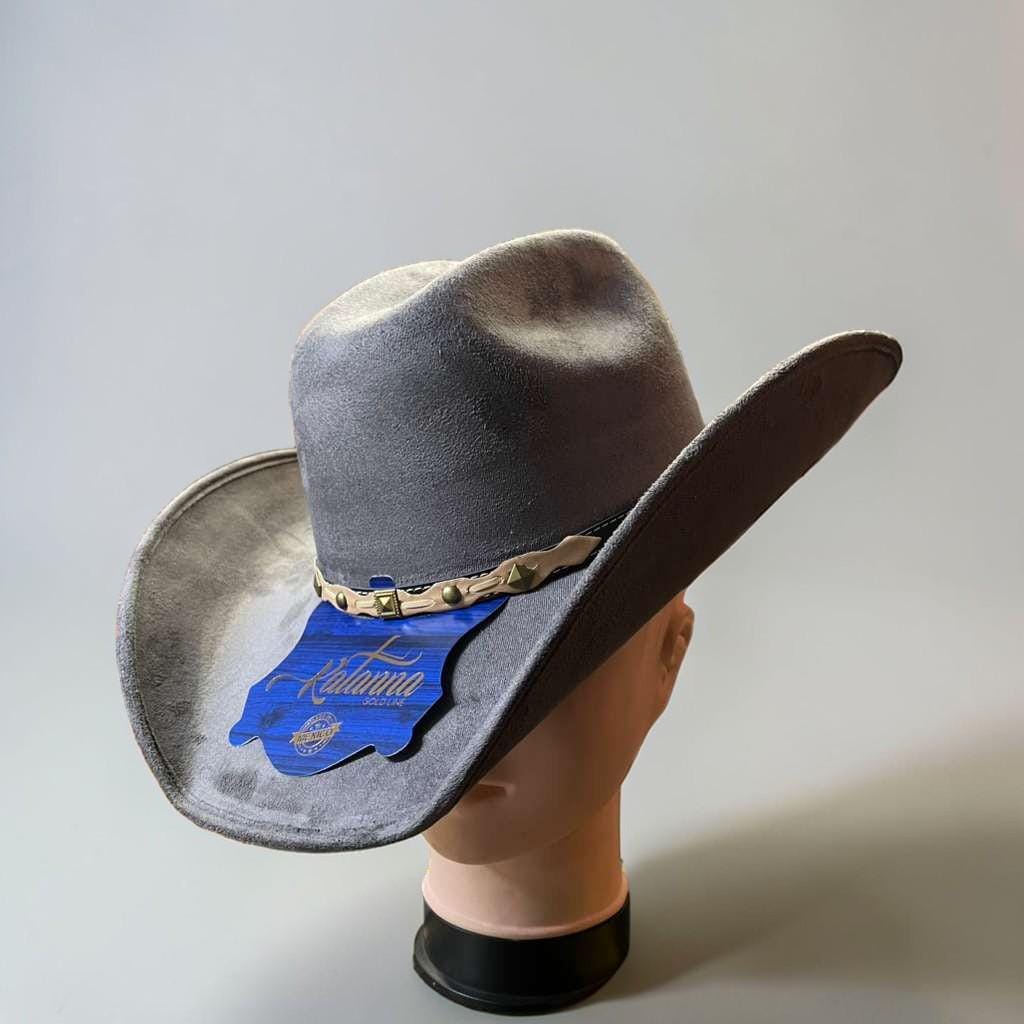 Cappello Da Cowboy A Tesa Larga In Finto Feltro – Uomo Donna – Nero Con Cinturino, Circonferenza Regolabile 56-58 Cm