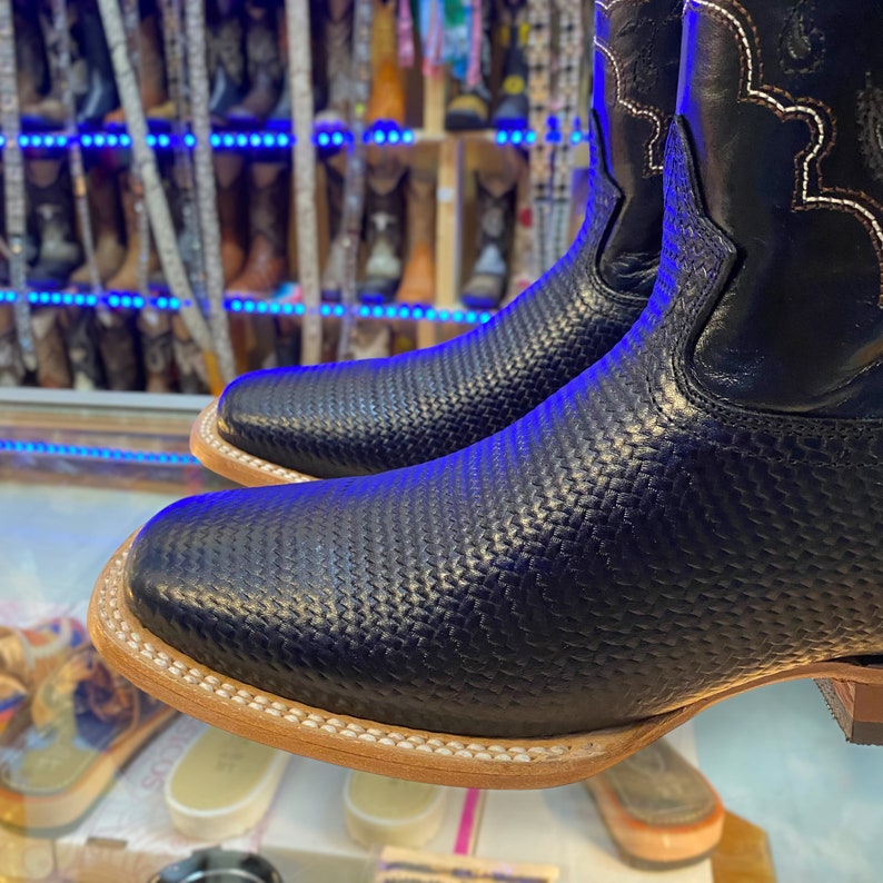 Mens Black Armadillo Cowboy Boots. Mens Square Toe Cowboy Boots. Mens