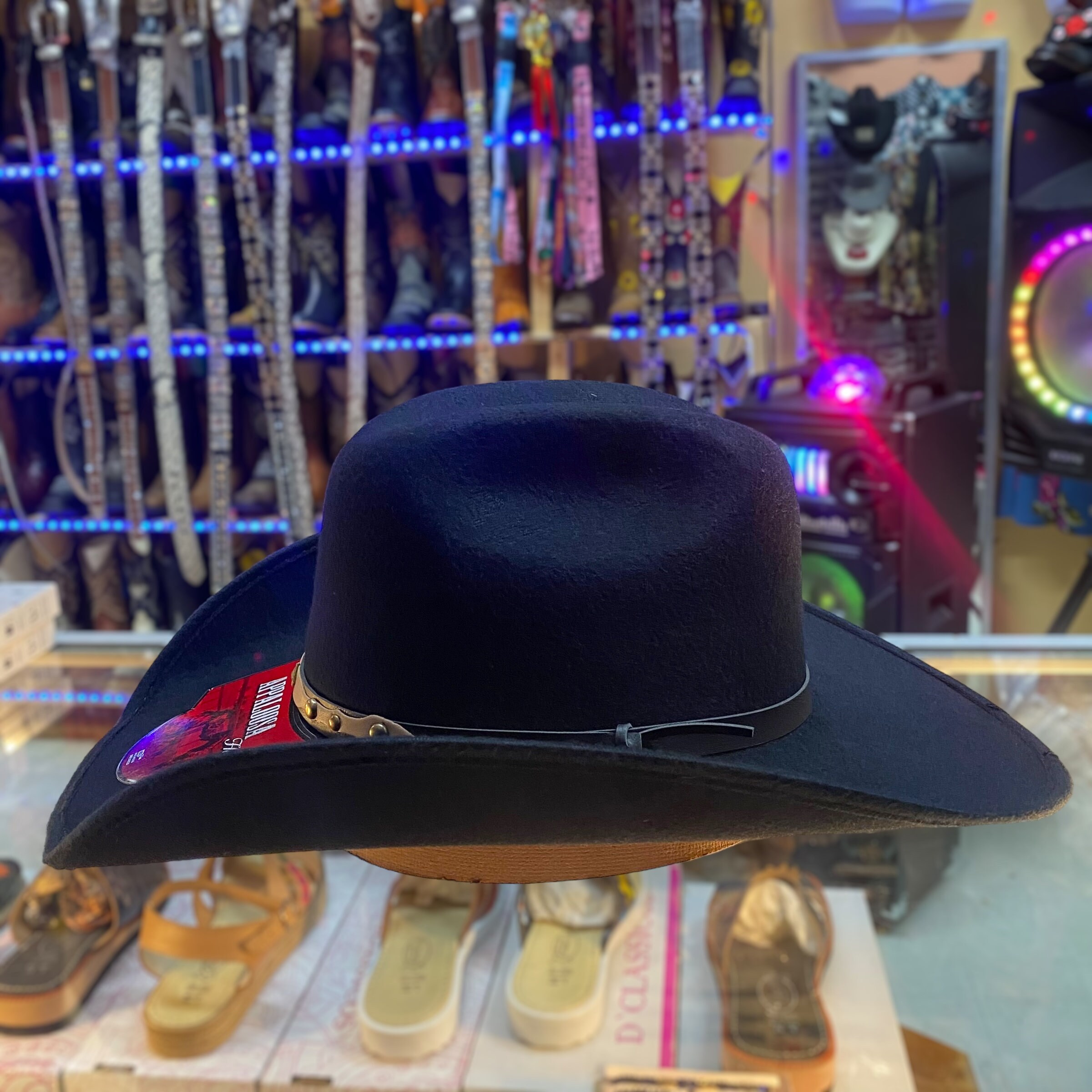 Mens Black Felt Cowboy Hat. Mens Western Cowboy Hat. Mens Black Cowboy