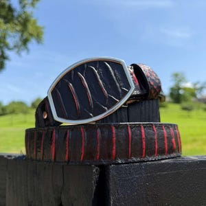 Men's Snake Skin Belt. Black Leather Cowboy Belt. Python Skin Rodeo Belt. Stainless Round Buckle Belt. Cinto Vaquero Negro. Cinto Pitón