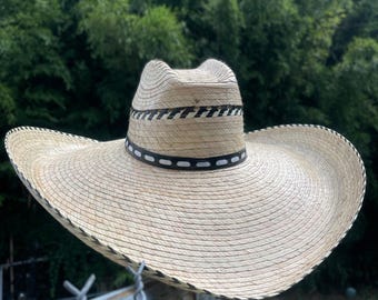 Cowboyhut / Sommerhut. Extra breiter Sonnenhut aus Stroh. Fischer und Wanderstrohhut. Sombrero Grande De Palma. Sombrero De Jardinero.