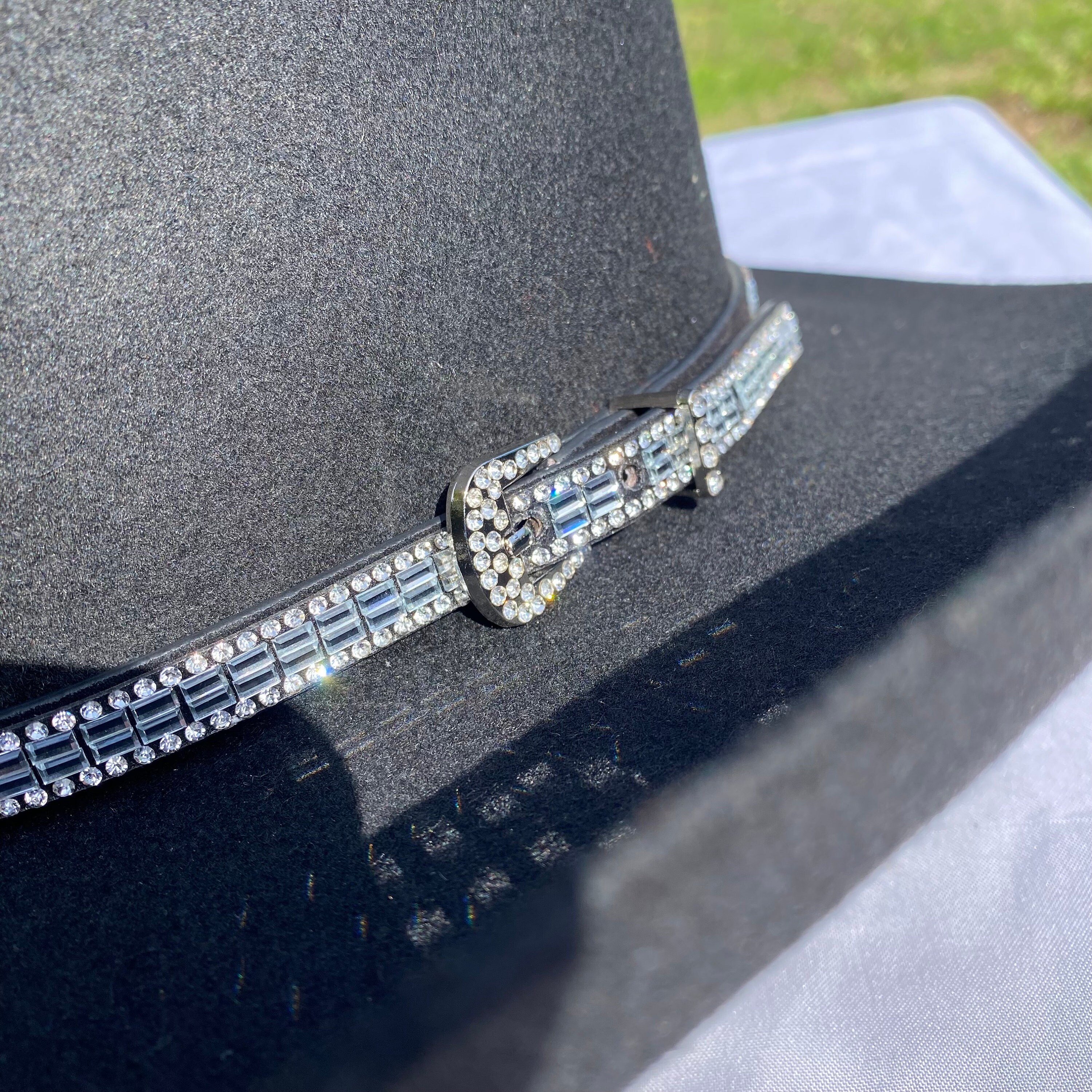 7551 Acrylic Glass Rhinestone Hatband Silver Net Band For Cowboy Western Hotop 6 Pcs Bling Rhinestone Hat Band Rhinestone Cowboy Hat  main image 2