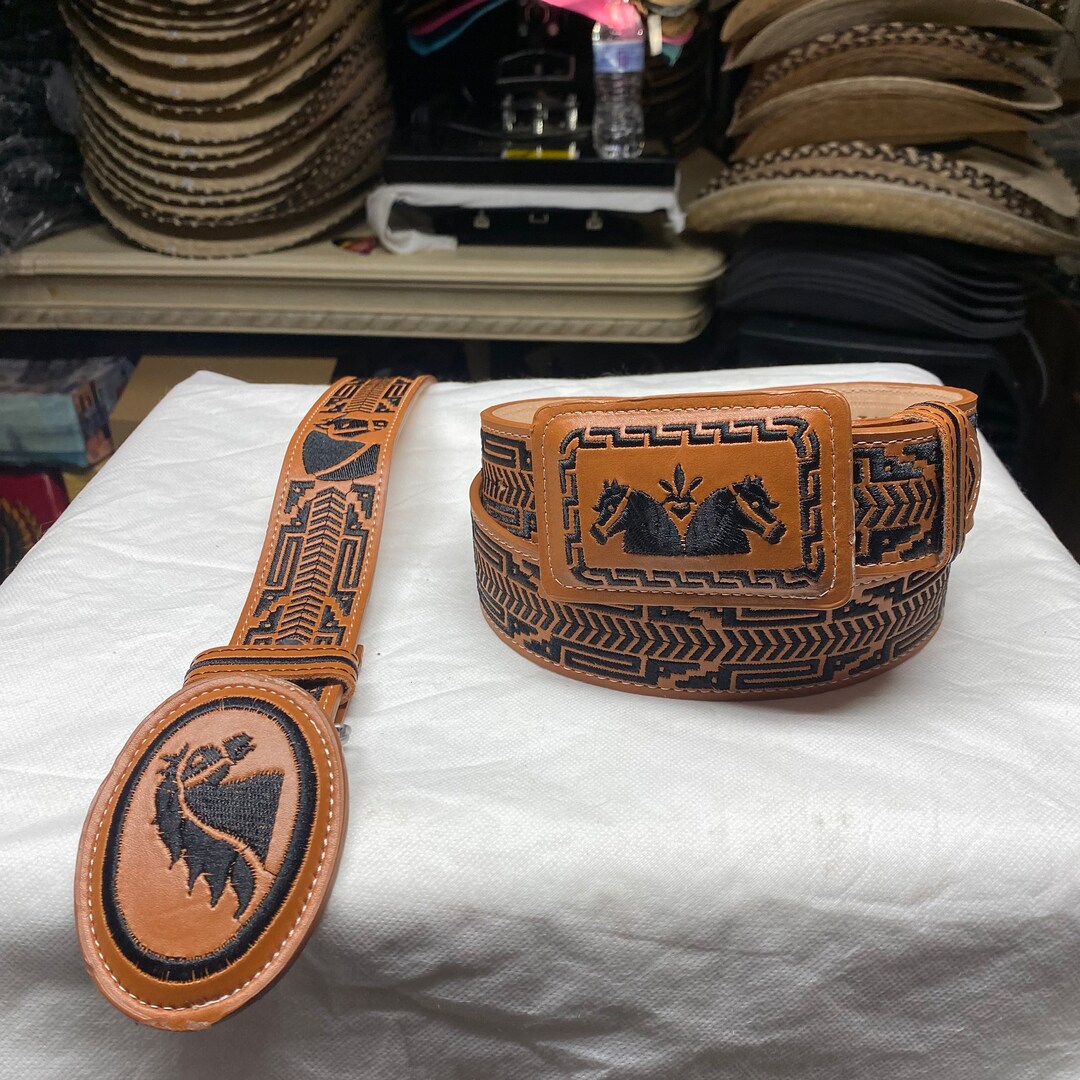 Mens Cowboy Western Embroidered Belt. Mens Embroidered Etsy