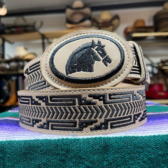 Mexican Made Horse Embrodiered Belt. Men display picture 2