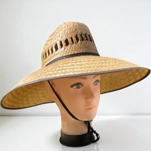 Ventilated Straw UV Protection Hat. EXTRA Wide Brim Hat. Summer Outdoor Hat. Fishing Straw Hat for Men. Sombrero Grande De Palma.